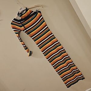 MONSE Rainbow Stripe Ribbed One Sleeve Merino Wool Blend Sweater Dress